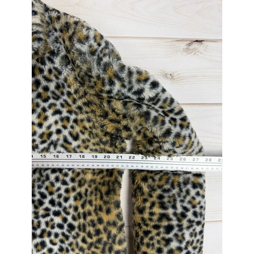 Ci Sono Jacket Womens Large Brown Black Animal Print Leopard Faux Fur